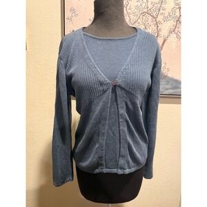 Vintage Sag Harbor Petite Blue 2 Piece Sweater Set Cardigan Shell Large